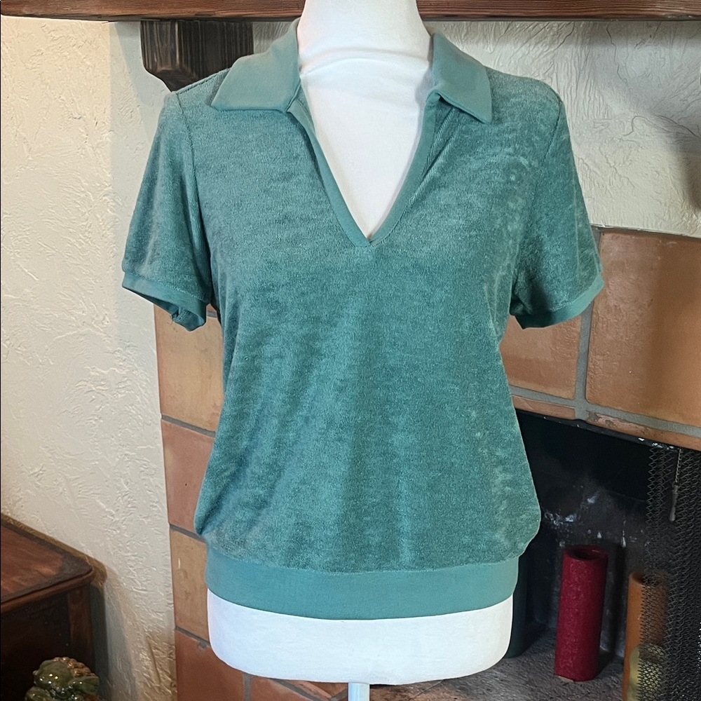 Marine Layer Johnny Collar Terrycloth Polo Shirt, size S